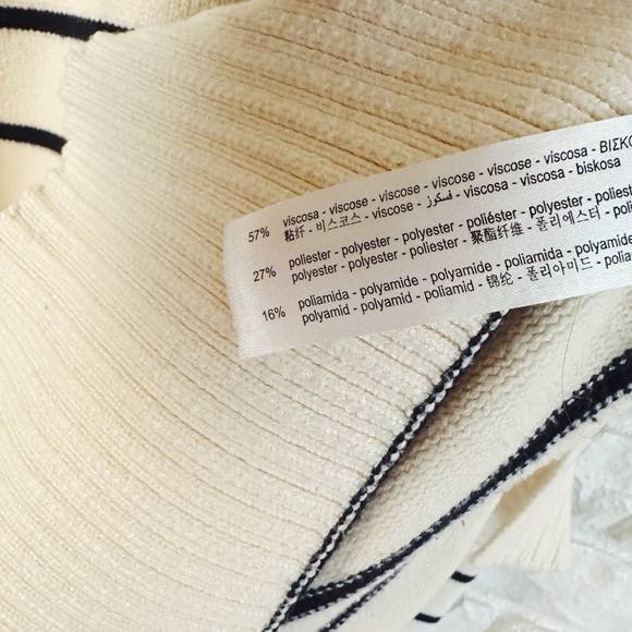 Zara Cream and Black Crew Neck Sweater with Nautical Stripes - Picture 4 of 5
